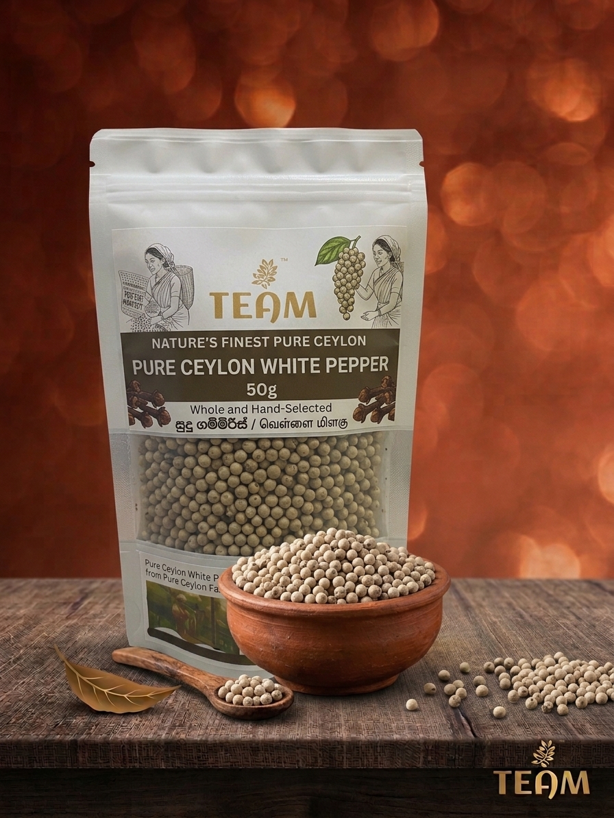 Ceylon White Pepper – 50g | Premium Washed White Pepper