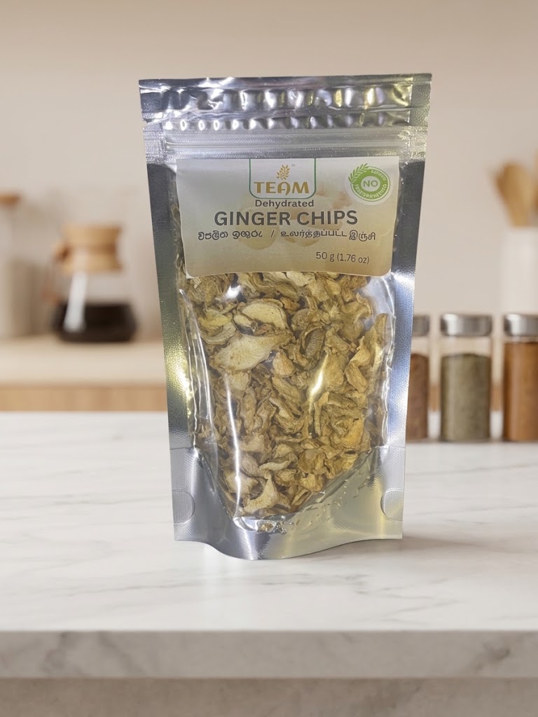 Ceylon Dehydrated Ginger Chips – 50g | 100% Natural