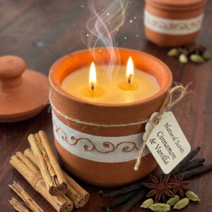Natural Cinnamon & Vanilla Scented Soy Wax Candle – Clay Pot
