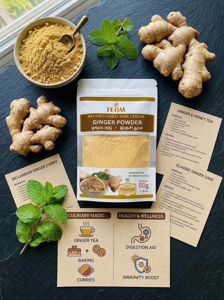 Ceylon Dehydrated Ginger Powder – 50g | Finest Natural Ginger - Image 2