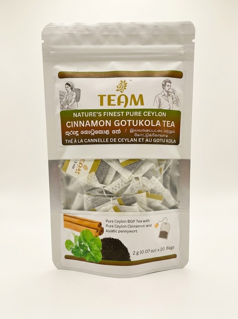 Ceylon Cinnamon Gotukola (Centella Asiatica) Tea – 20 Tea Bags | Natural Blend