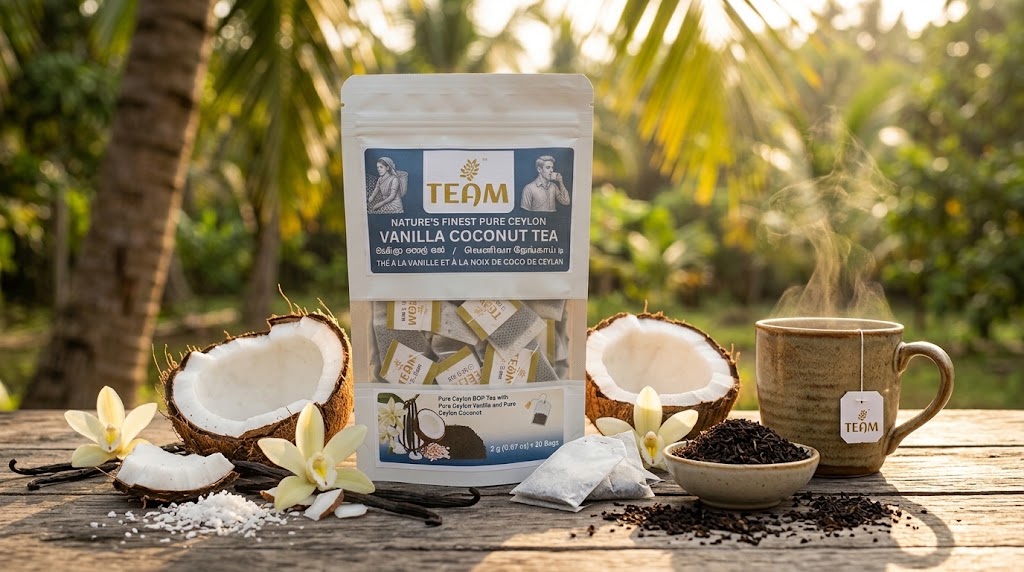 Ceylon Vanilla Coconut Tea – 20 Tea Bags | Natural Ceylon Blend - Image 2